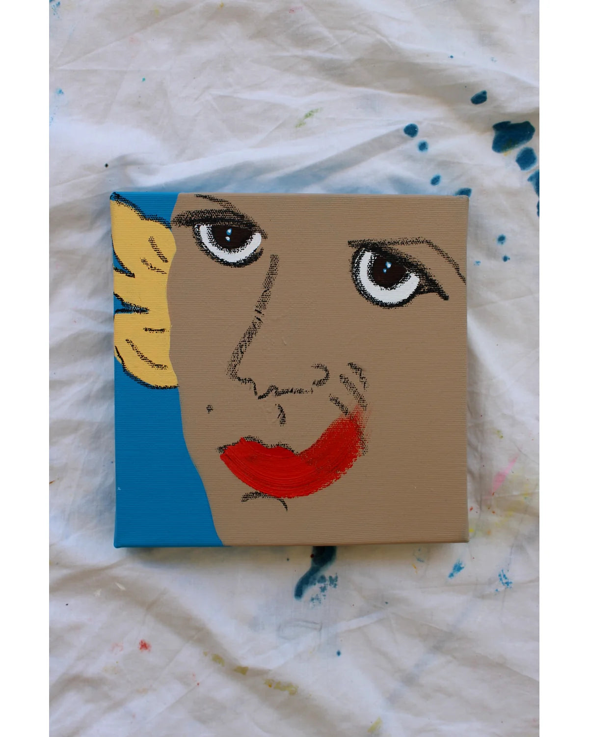 Original Pop Art portrait painting exploring the survival behind a smile – by Liya Ella Raspberry, Let Z Be Studio.