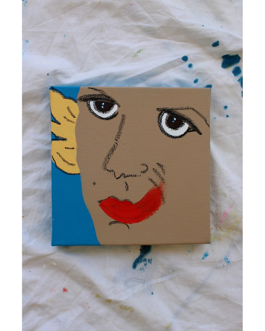 Original Pop Art portrait painting exploring the survival behind a smile – by Liya Ella Raspberry, Let Z Be Studio.